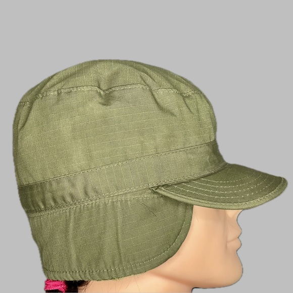 VTG Military Issued Green Ear Flap Cold Weather Combat Patrol Cap BDU Size 7 - Picture 5 of 10